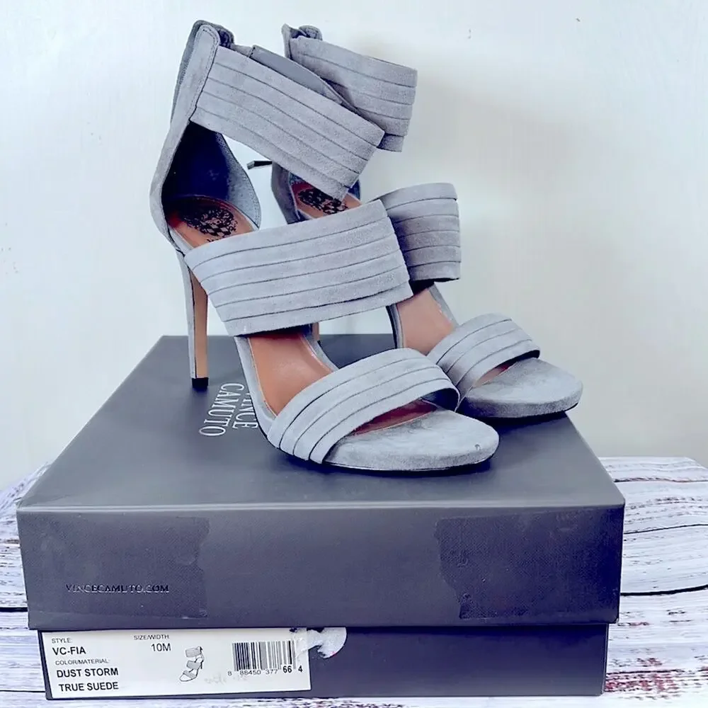 Vince Camuto Fia Suede Heels in Dust Storm w/ Box size 10